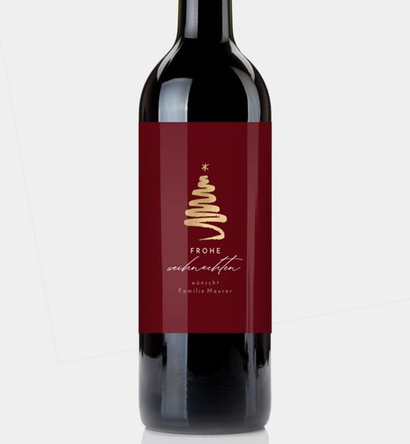 Flaschenetikett Weihnachten Golden Tree · Classic