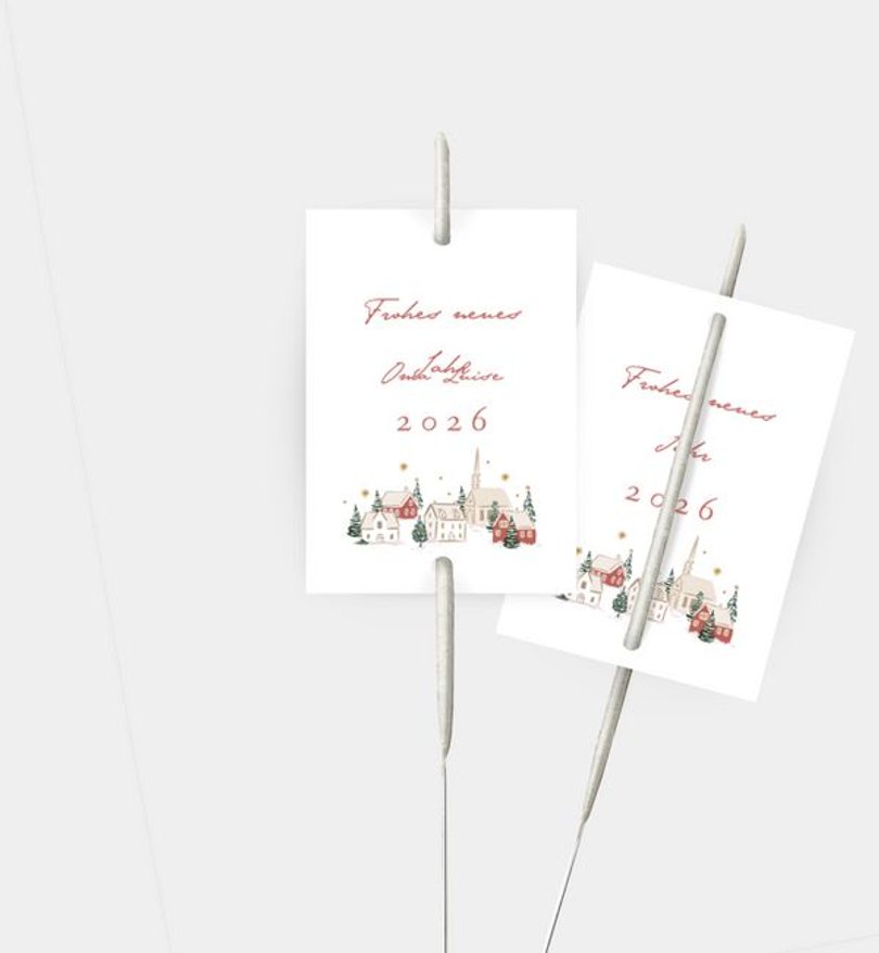 Wunderkerzenetikett Weihnachten Winterdorf