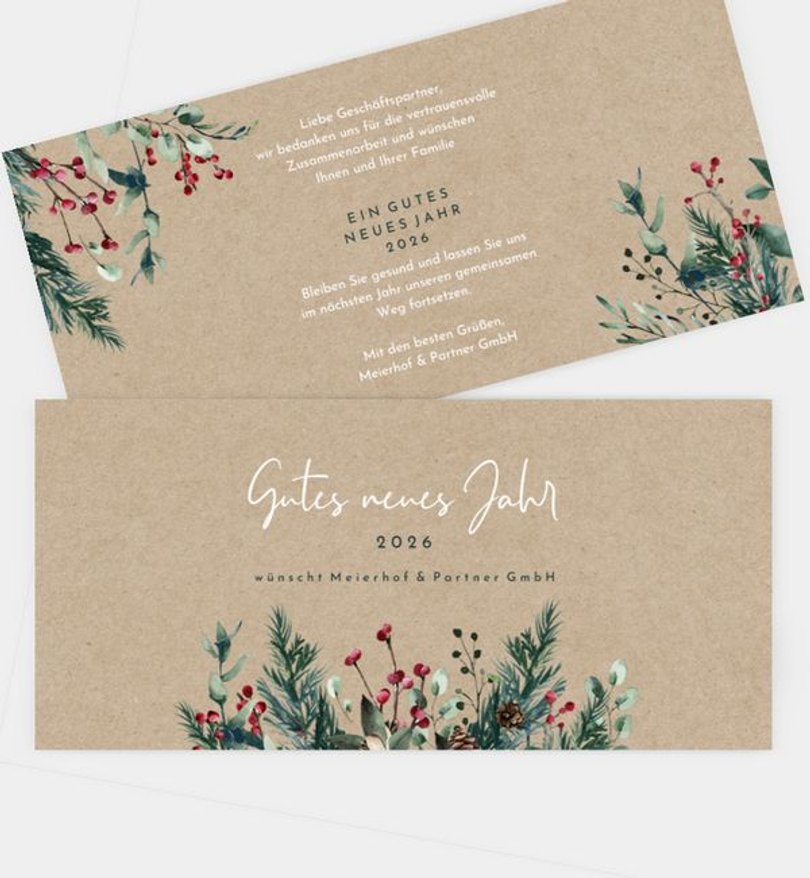 Neujahrskarte Geschäftlich Crafty green · Vintage