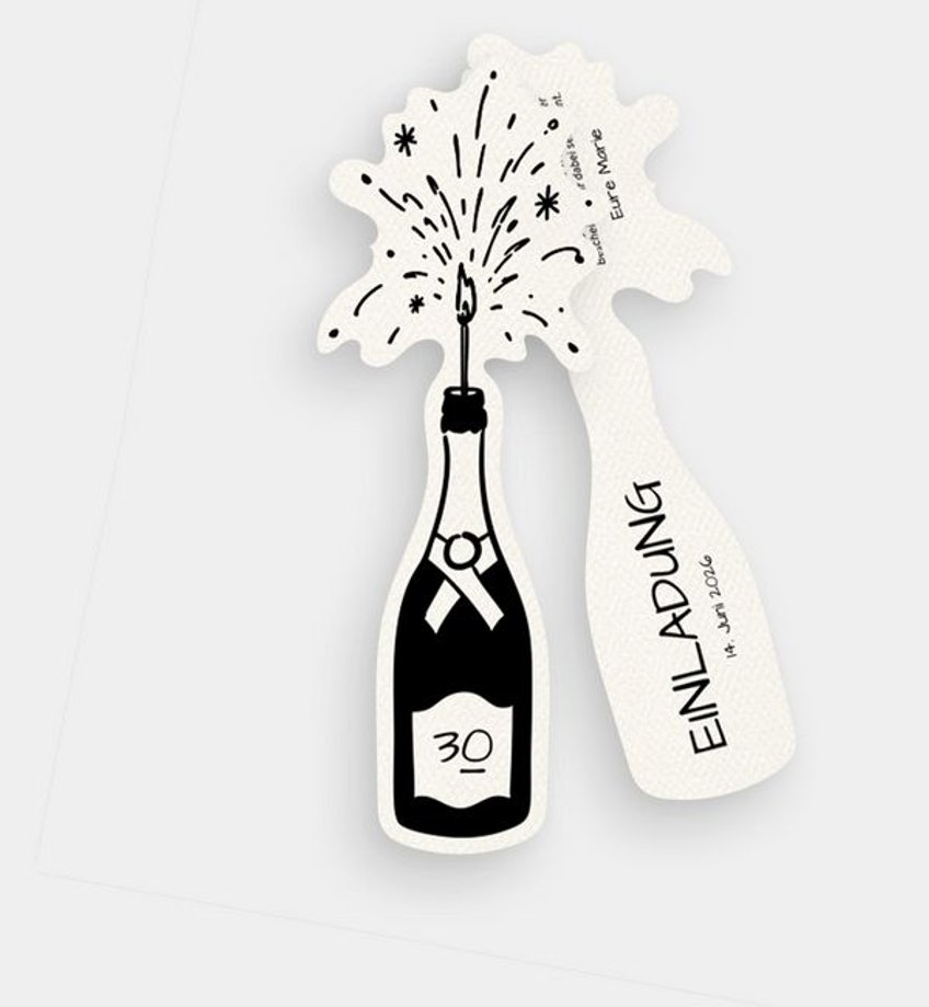 Kreatives Format: Geburtstagseinladungim Design Champagner Fontäne