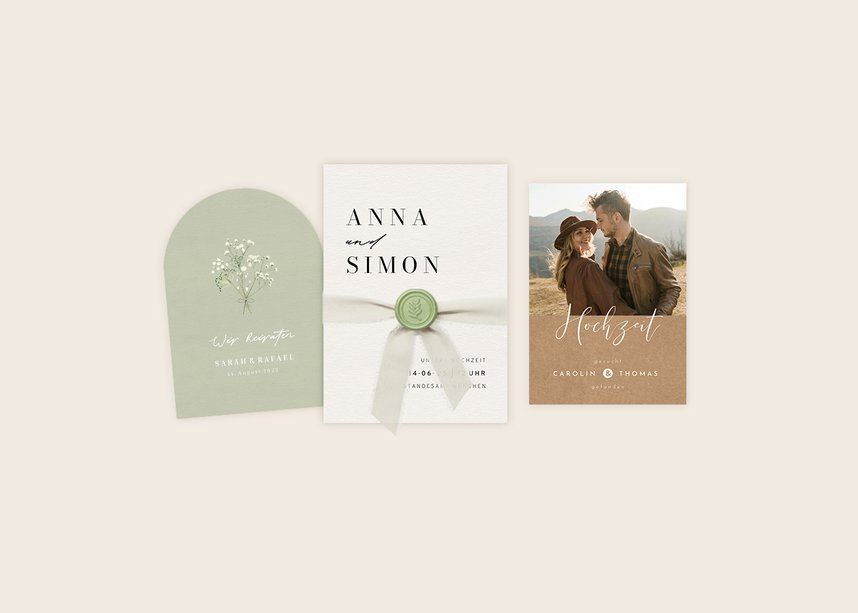 Hochzeitskarten Chiffonband