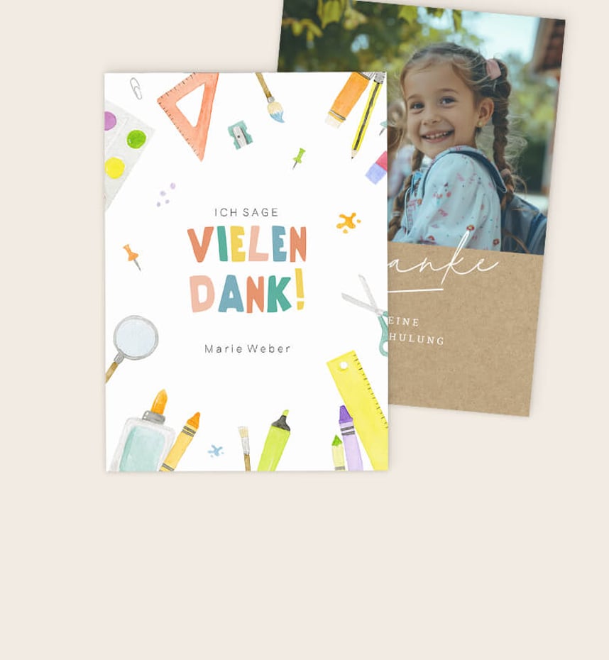 Dankeskarten zur Einschulung