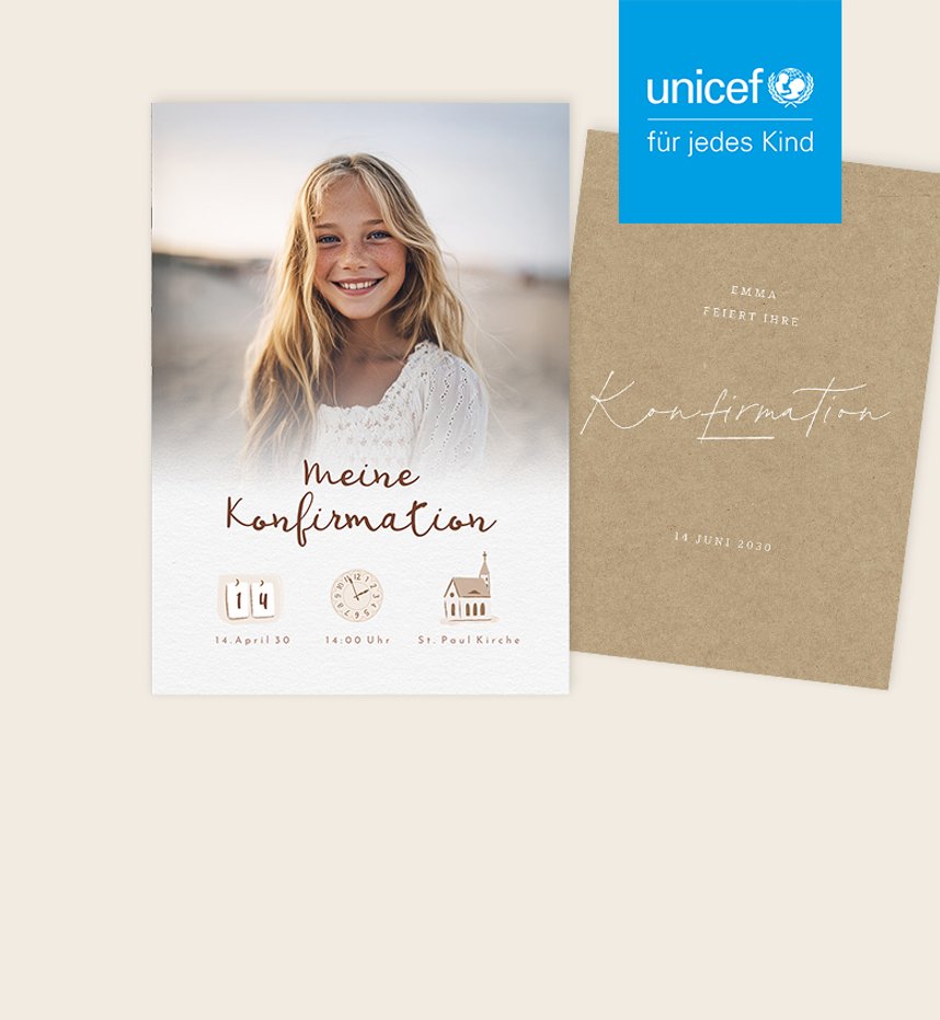 Einladungskarten zur Konfirmation Unicef