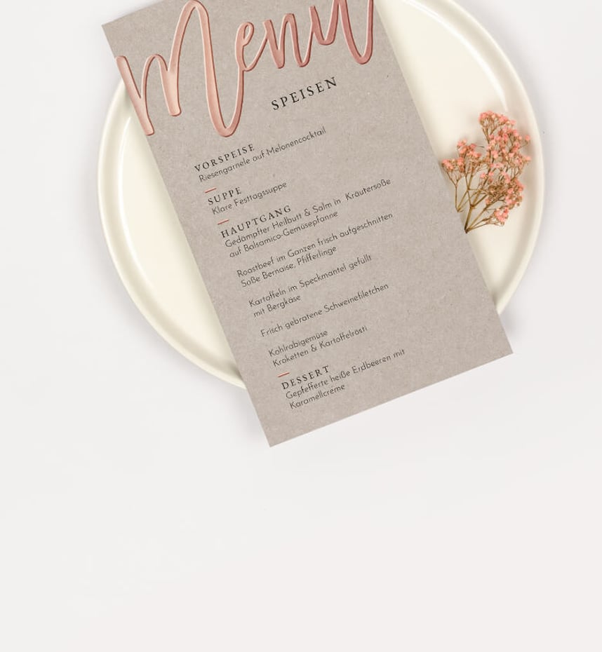 Menuekarten Hochzeit