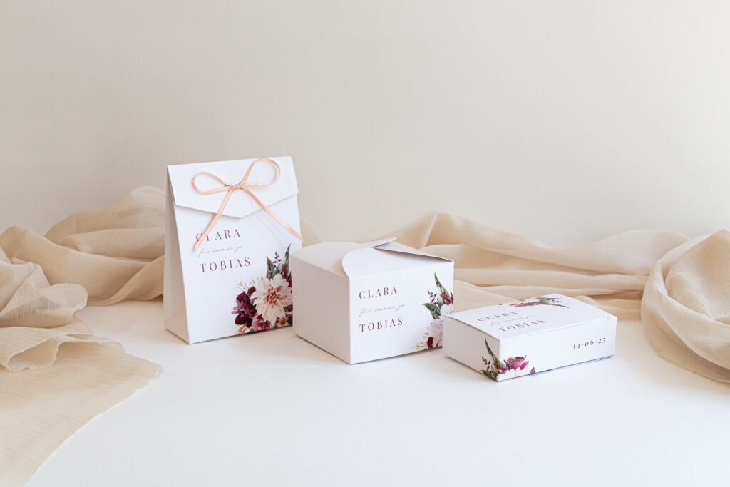 Gastgeschenkboxen im Design Boho Romance
