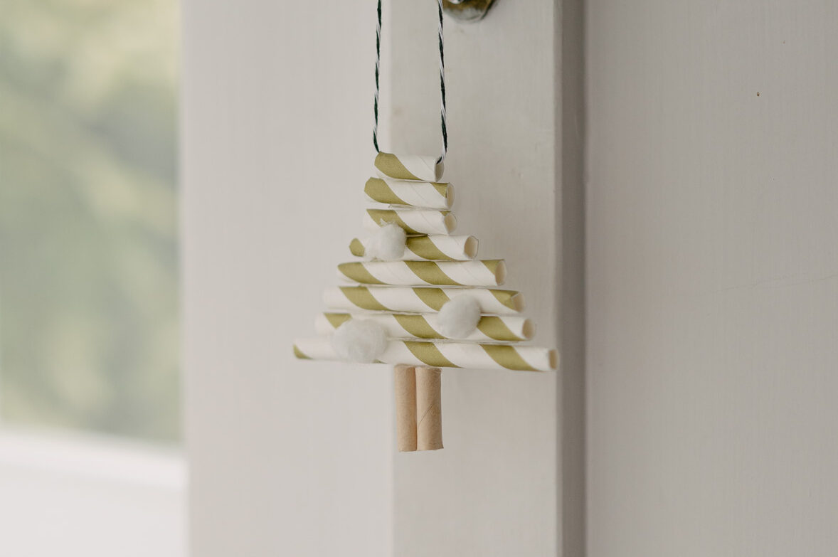 Kinderbasteln Tannenbaum Strohhalm