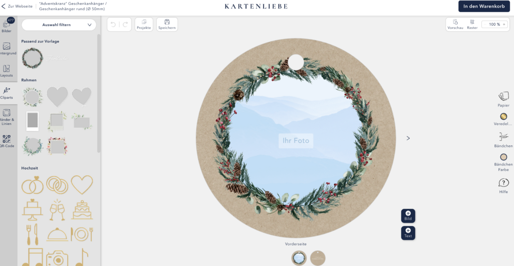 Kartenliebe Konfigurator Geschenkanhänger Design