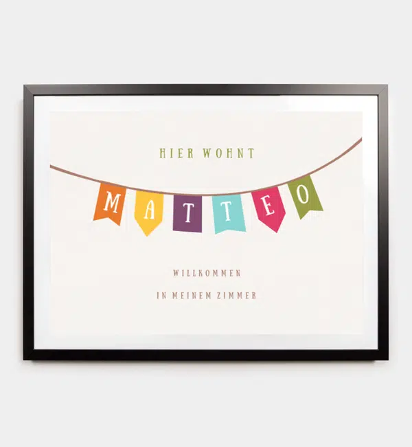 Türschild Einschulung im Design "Wimpelkette"
