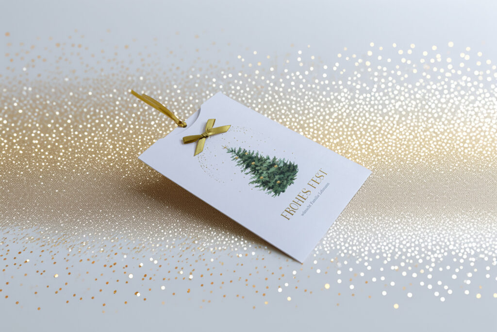 Postkarte Bogen, Weihnachten, Design: Sparkling tree