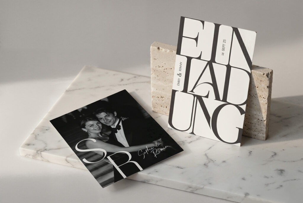 Hochzeitskarten neue Kollektion 2026, Urban Style und Typographie