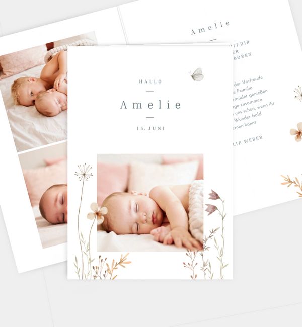 Geburtskarte Flower Meadow