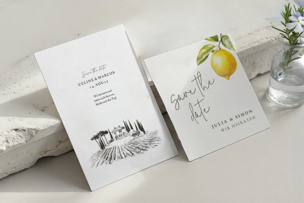 Save-the-Date-Karten im Design Tuscany & Lemon Summer