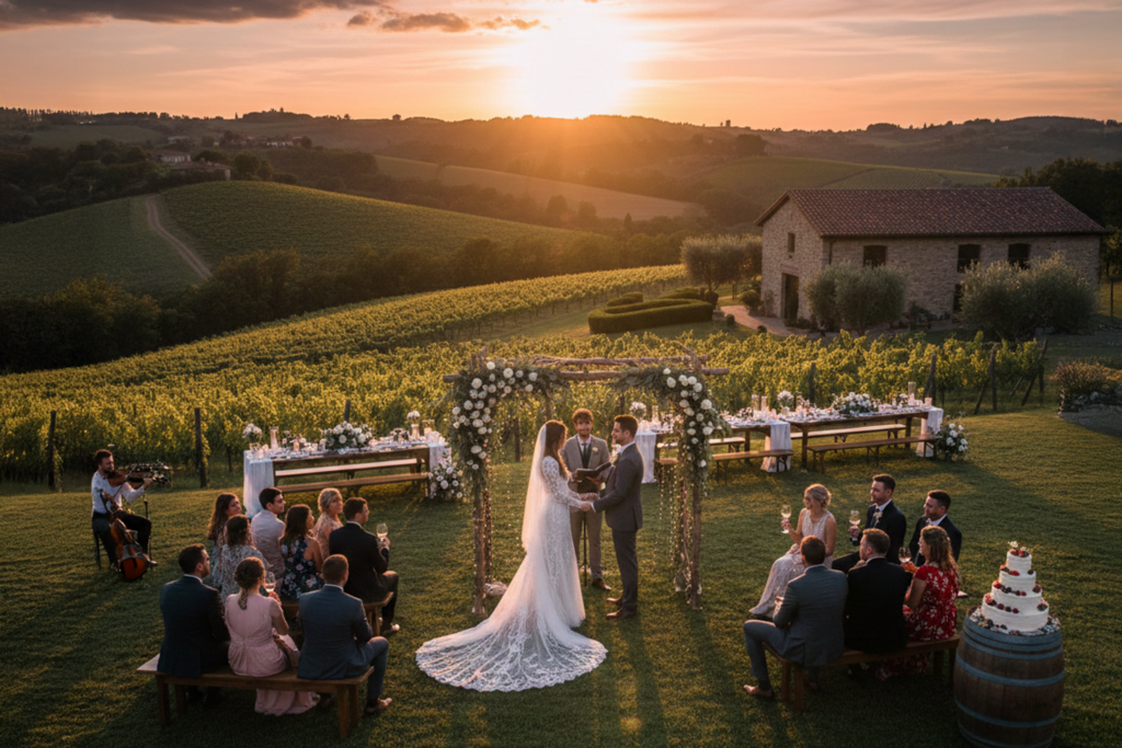 Hochzeit auf einem Weingut