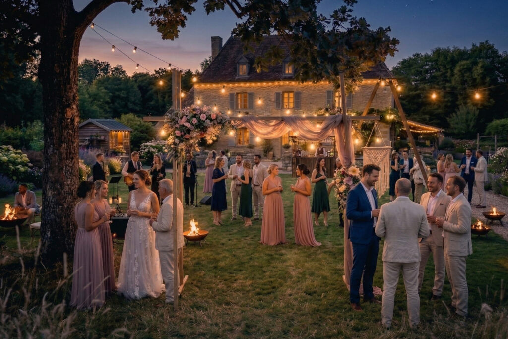 Gartenhochzeit am Abend
