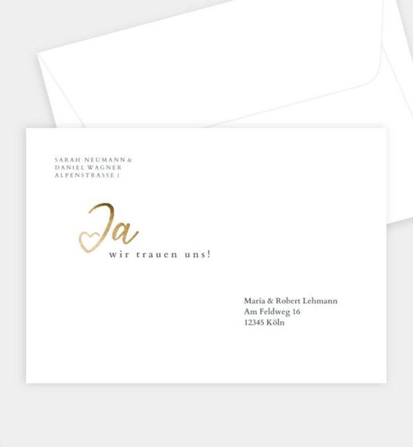 Briefumschlag Hochzeit Ja · Mitten ins Herz